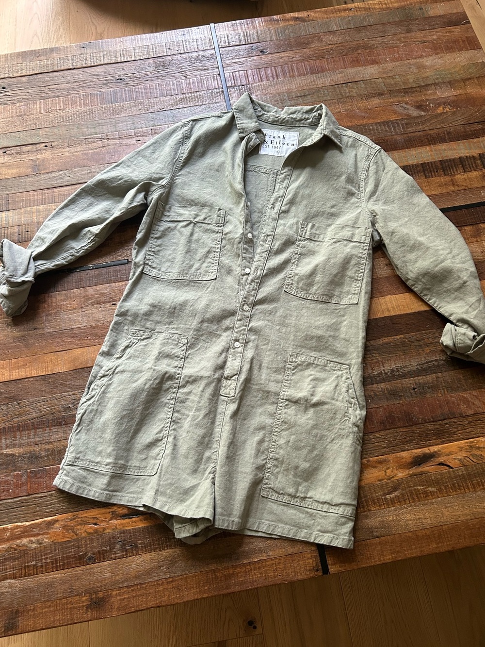 Frank & Eileen-Ireland Long Sleeve Playsuit in Sage Green